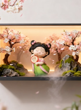 古风美女樱花树LED灯光摆件