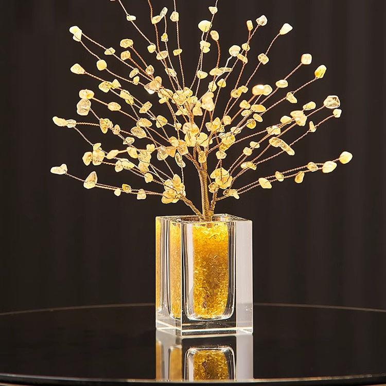 发财树摆件金属+玻璃轻奢风