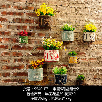 创意奶茶店墙壁饭店餐厅墙面软装饰品服装店墙上花盆壁挂植物挂件