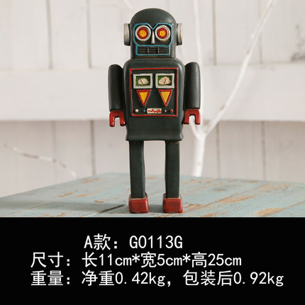 美式复古机器人模型树脂摆件书房玄关装饰品家居装饰道具创意礼物