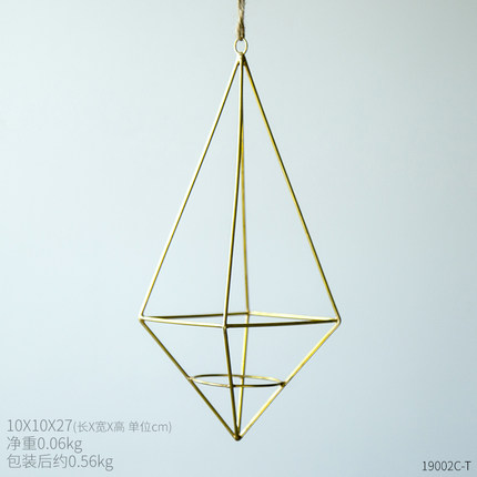 创意多边形麻绳铁艺花架服装店奶茶店咖啡屋墙顶软装饰品个性吊饰