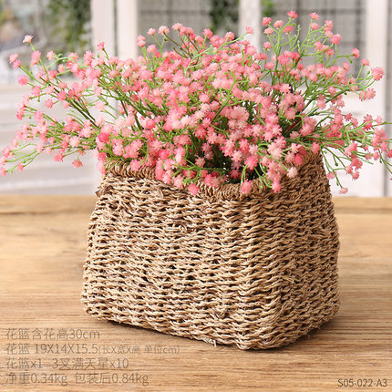 创意篮子干花插花藤编草编花篮家居客厅室内装饰品竹编花盆小摆件