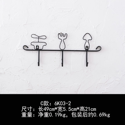 美式复古铁艺挂钩创意房间门口墙面衣帽钩壁挂个性装饰品玄关墙饰