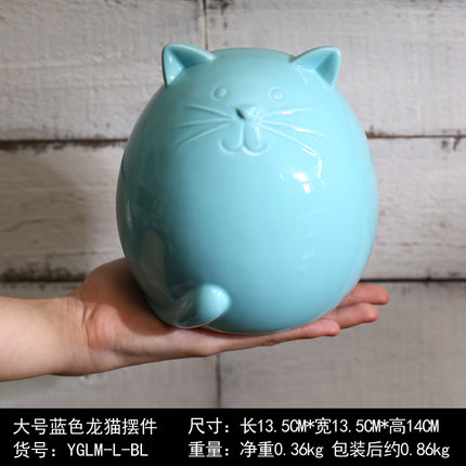 创意家居陶瓷龙猫装饰品摆件可爱客厅儿童房间书桌卧室床头柜摆设