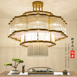 新中式轻奢大吊灯复式楼包间包厢水晶别墅客厅定制大型酒店工程