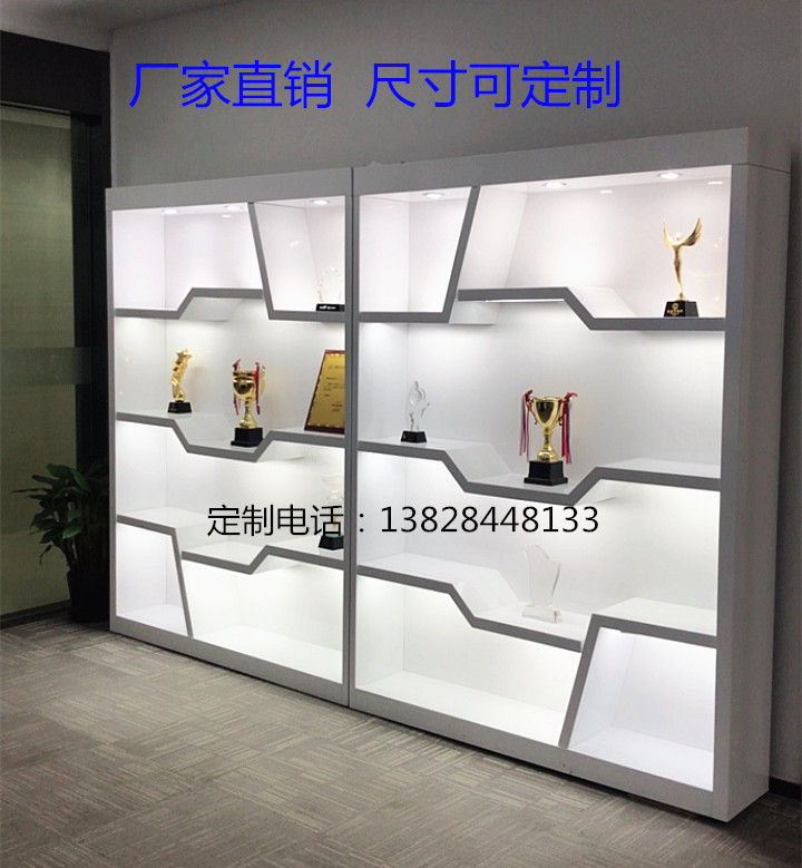 定制烤漆陈列柜荣誉证书奖杯展示柜包包鞋子化妆品玩具店货架装灯