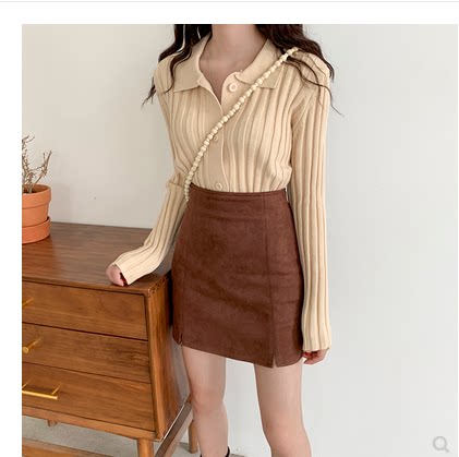 高腰开叉半身裙女2025新款a字pu皮裙黑色鹿皮绒包臀短裙一步裙春