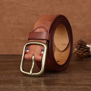 3.8CM男士 复古做旧水洗皮带跨境 腰带加厚5.0MM真皮头层牛皮时尚