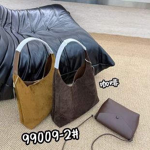 2025新款 单肩斜挎手提麂皮绒女包 美乐提9909高级感复古托特包新款