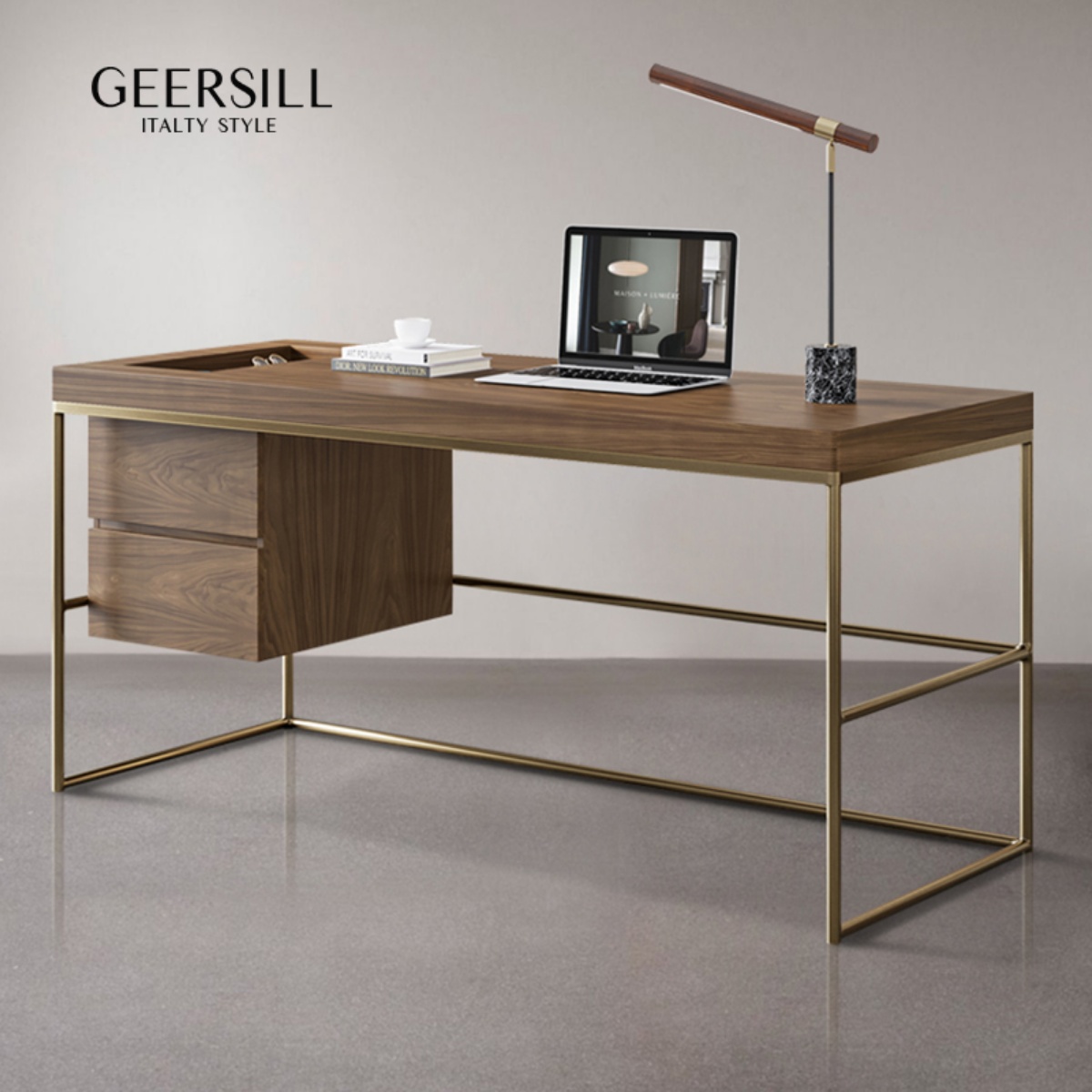 GEERSILL复古轻奢实木书桌设计师