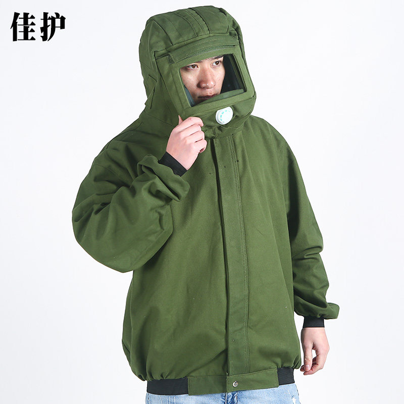 打砂衣打磨防尘喷砂喷漆衣帆布大头帽防溅喷砂防沙帽玻璃防护服