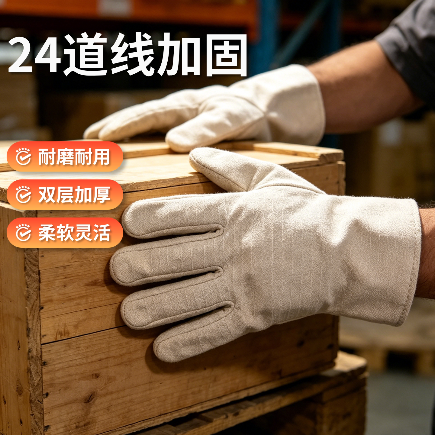 24道线加厚耐磨防滑电焊手套