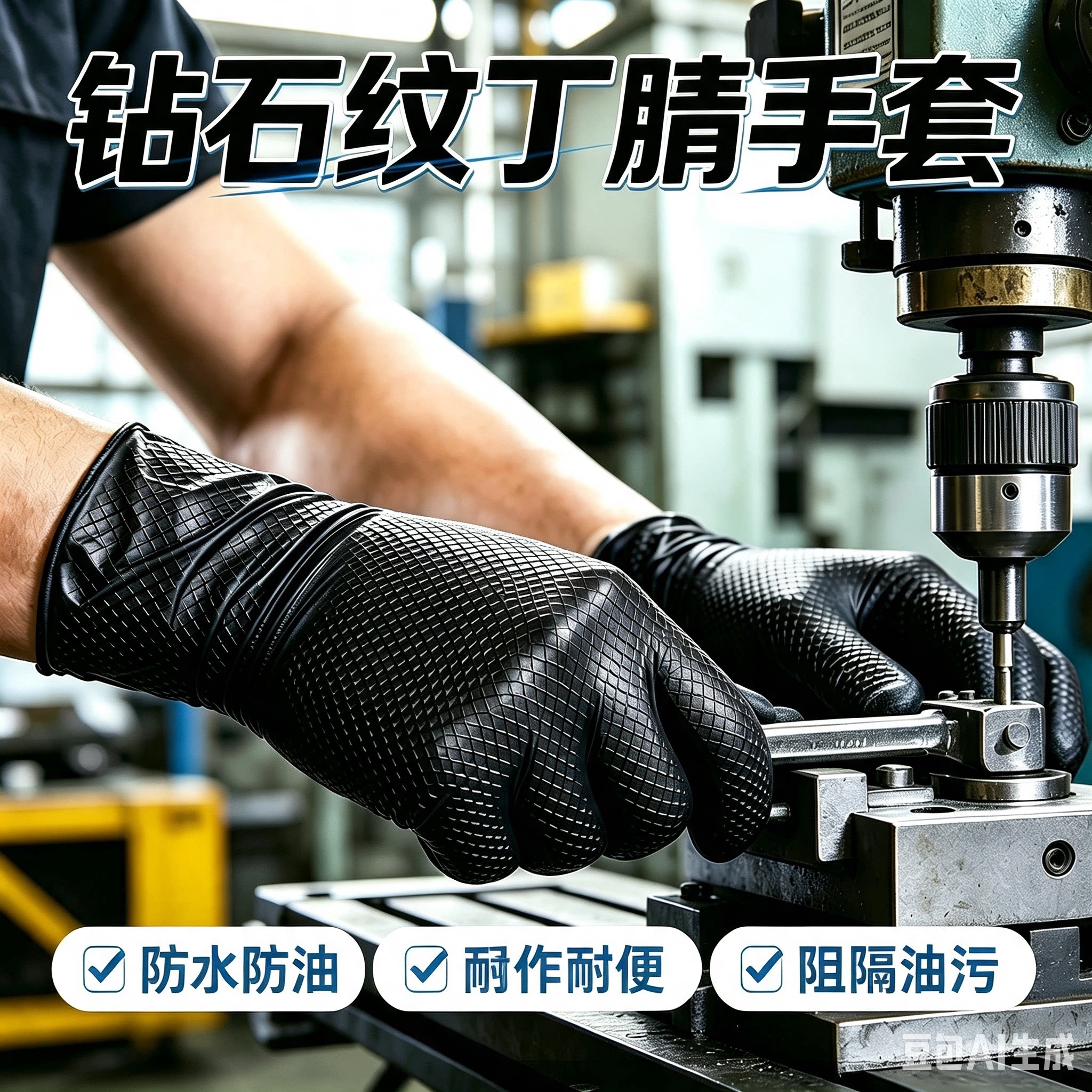 特厚升级丁晴一次性防水防油手套