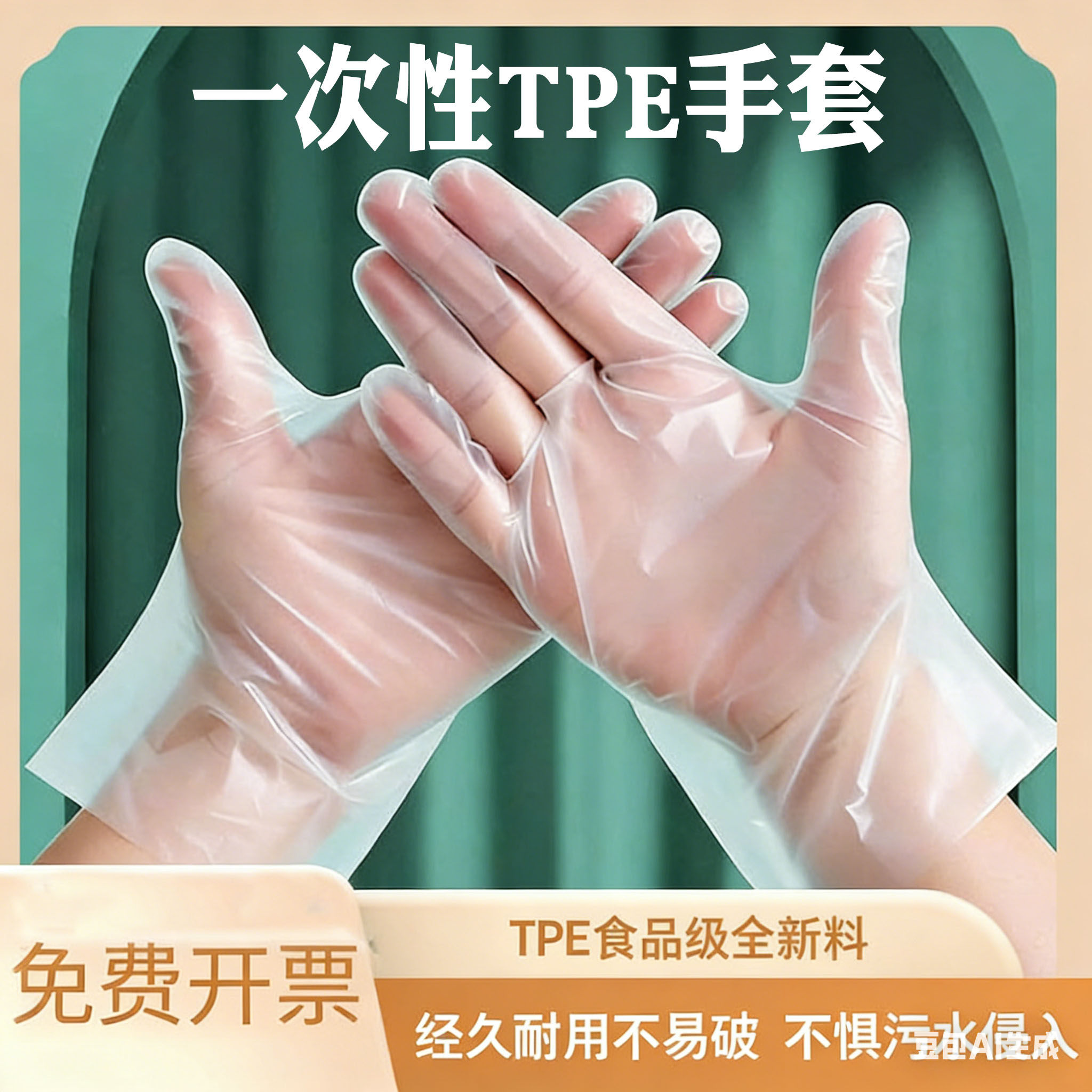 一次性TPE食品级防护手套透明耐用厨房餐饮食用防护手套