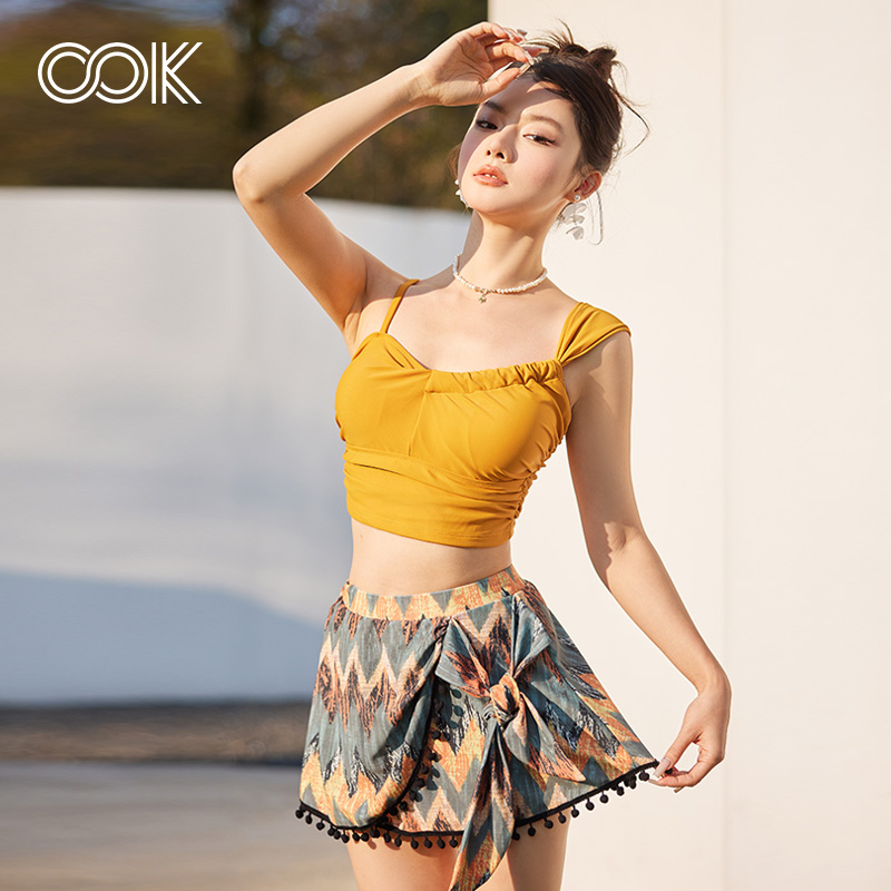 OOK泳衣女泡温泉分体性感两件套2024年新款显瘦保守海边度假裙式