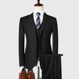 Мужской комплект, свадебное платье, пиджак классического кроя, 3 предмета, облегающий крой