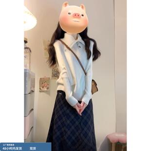 韩风chic一整套松弛感巨好看温柔风马甲打底衫半裙三件套装2025冬