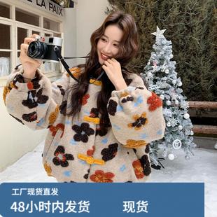 韩系穿搭设计感毛呢羽绒服套装女秋冬独特超好看花苞阔腿裤两件套