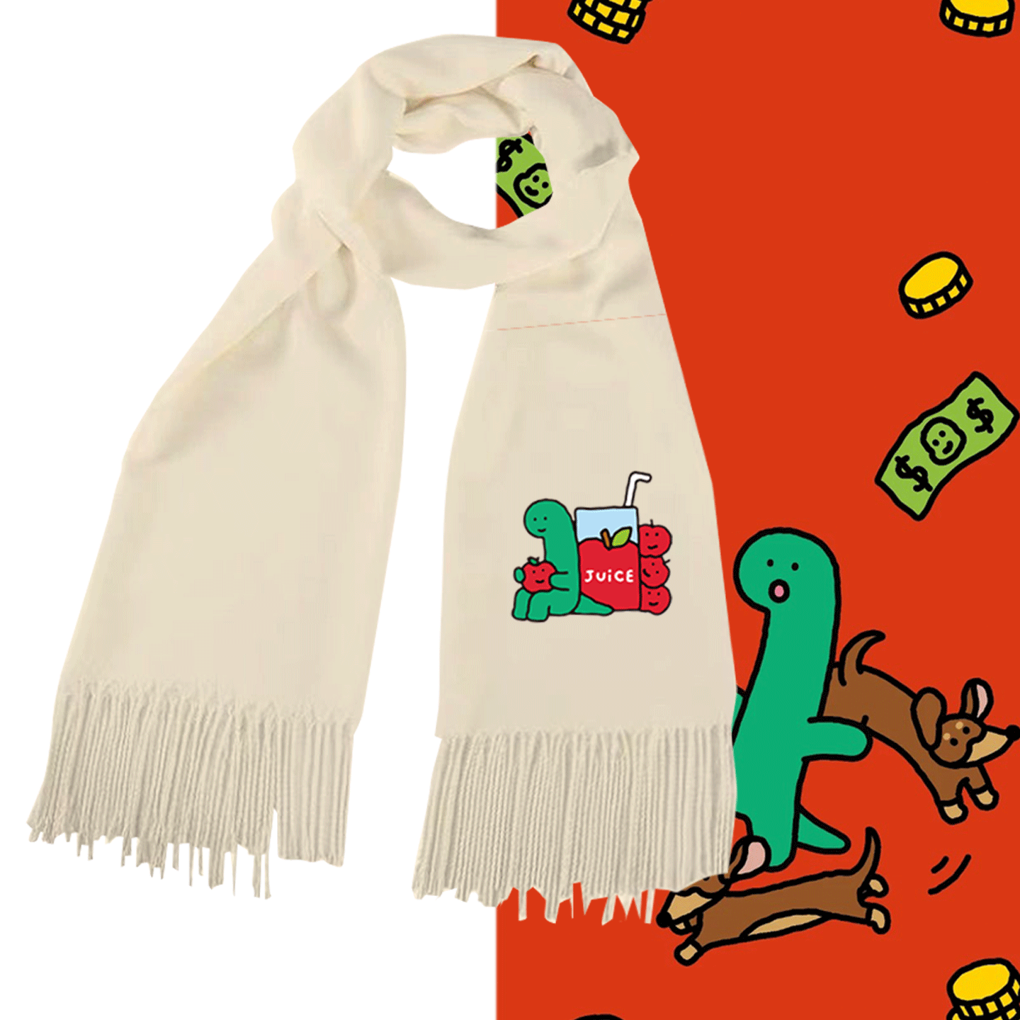 男女情侣定制保暖披肩围巾JOGUMAN乔古漫绿色小恐龙苹果卡通可爱,服饰配件/皮带/帽子/围巾,围巾/丝巾/披肩,淘宝优惠券,粉丝福利购,淘宝优惠卷