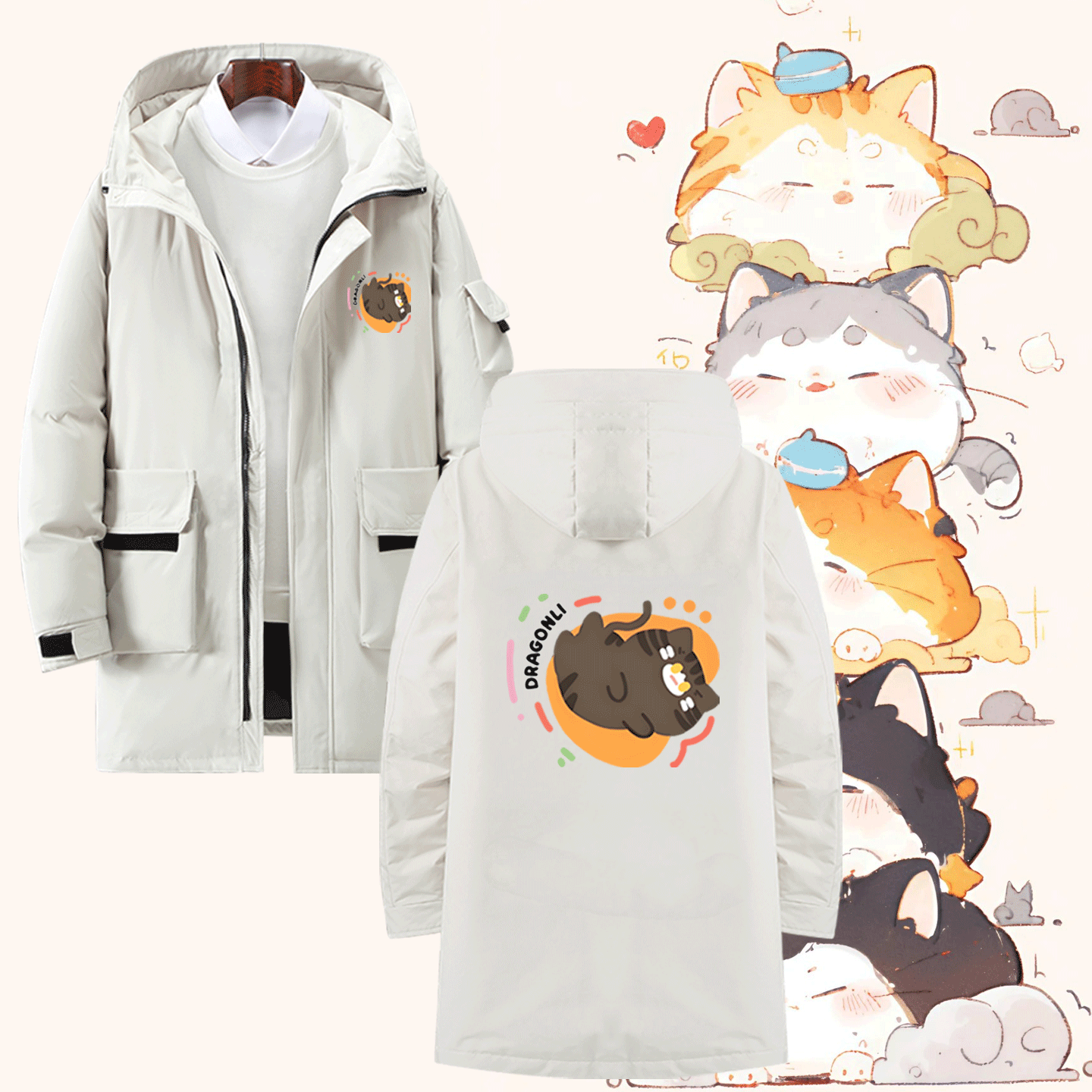 男女休闲百搭冬季带帽拉链羽绒服