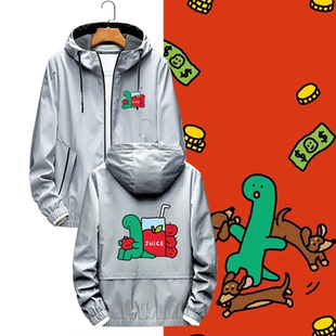 男女情侣定制外套夹克外套JOGUMAN乔古漫绿色小恐龙苹果卡通可爱