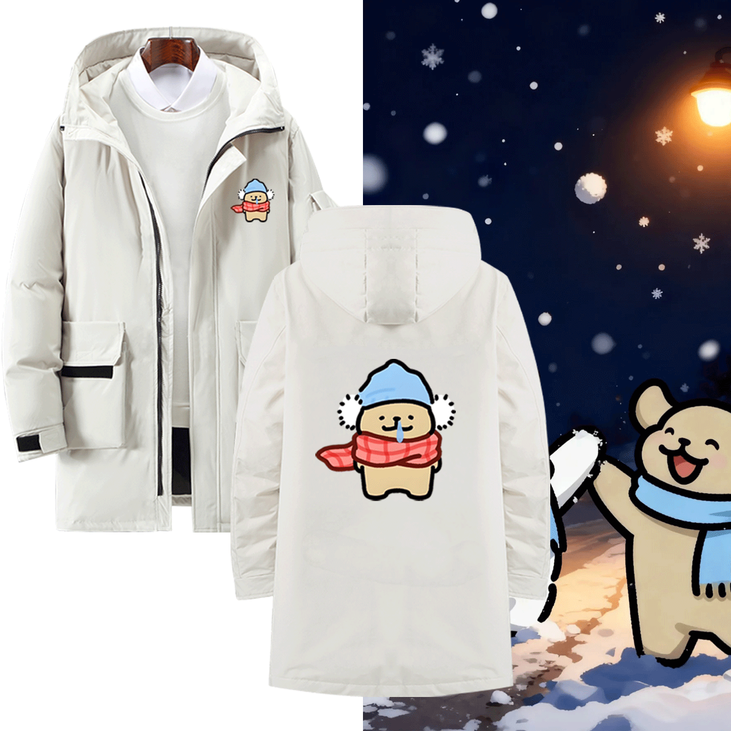 男女休闲百搭冬季带帽拉链羽绒服