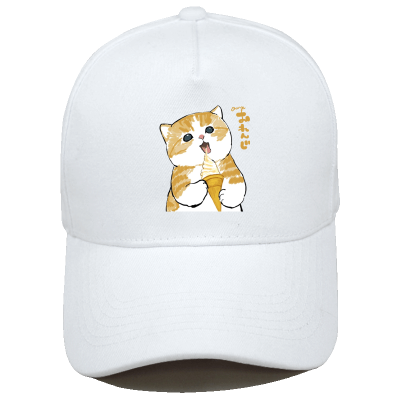 可爱猫咪橘猫冰淇淋图案男女情侣趣味秋冬定制鸭舌帽子旅行棒球帽
