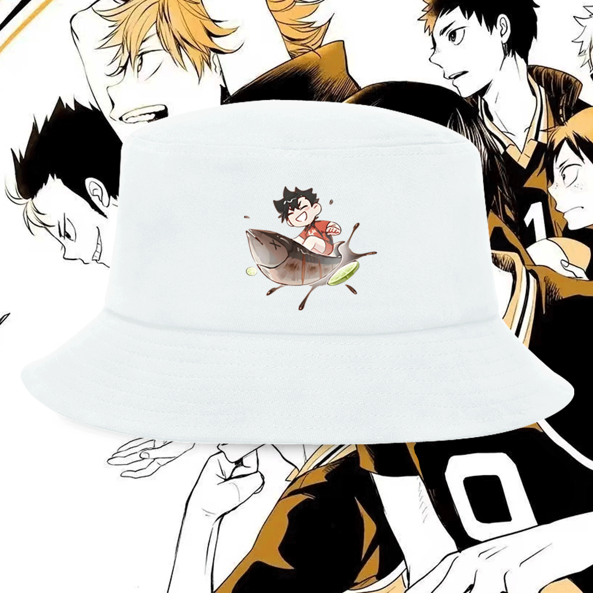 排球少年动漫周边美食系列二次元动漫男休闲可定制盆帽遮阳渔夫帽