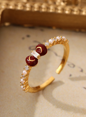 瑞士 Francesca超显白红色法式复古小众设计戒指食指精致百搭高级