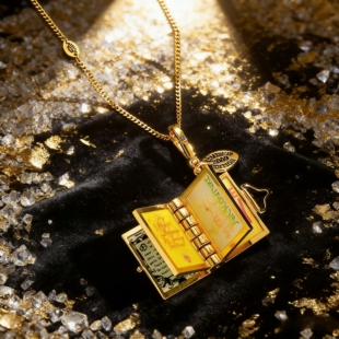 Francesca珐琅彩釉可打开印花翻页书本吊坠项链轻奢挂件配饰 瑞士