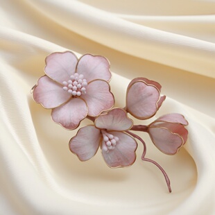 瑞士 Francesca 花柔 非遗掐丝绒花夹子发夹手工蚕丝绒边夹头饰