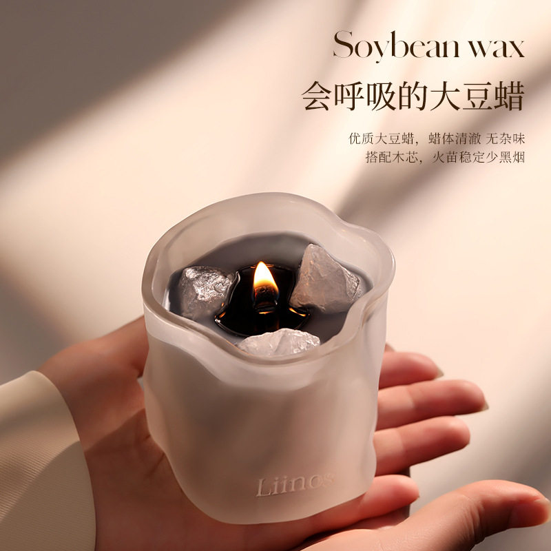大豆香薰蜡烛礼盒结婚新婚高级感伴手礼物家用持久天然水晶石摆件