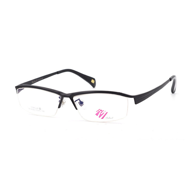 纯钛纯色系眼镜框金属近视全肽眼镜架男黑色titan眉线框大头半框