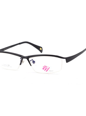 纯钛纯色系眼镜框金属近视全肽眼镜架男黑色titan眉线框大头半框