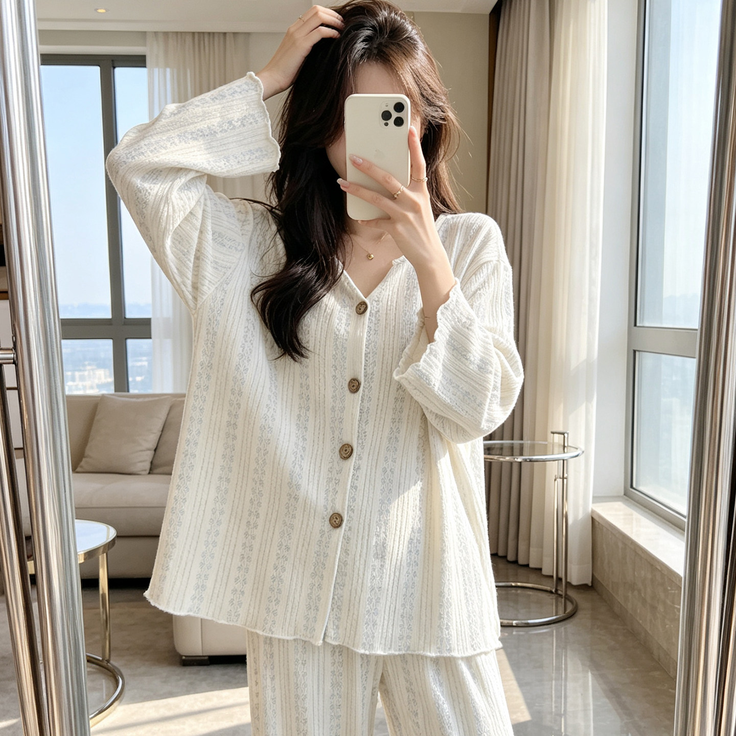莫代尔宽松加肥加大码春秋夏季睡衣女新款胖mm200斤高级感家居服