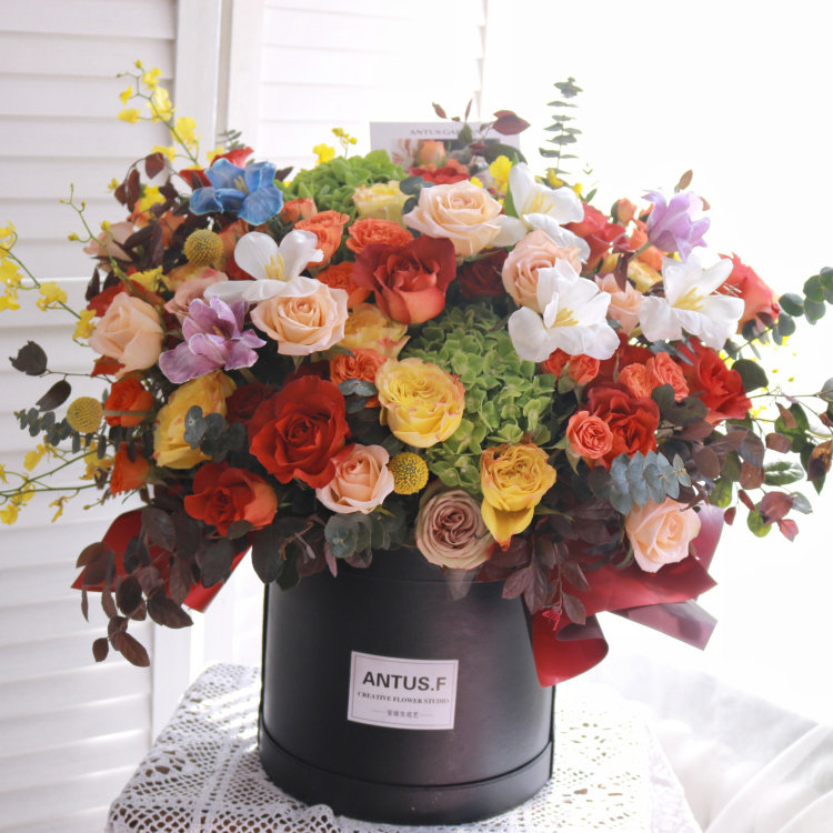 郁金香帝王高端花材花桶送长辈领导生日订花济南鲜花速递同城配送