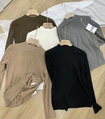 妃子纪 秋冬磨毛小立领打底衫女高级感内搭洋气修身上衣百搭90819