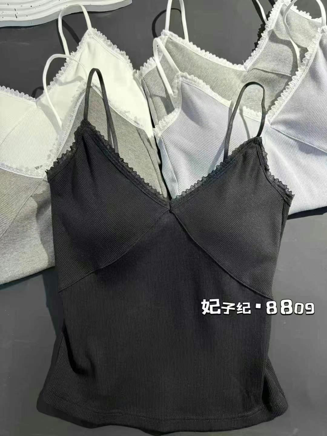 特价清 新蕾丝花边吊带V领背心女带胸垫内搭性感打底上衣外穿8809