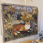 橘猫挪威猫猫挂毯装 饰毯子沙发毯床头毯挂毯子沙发毯子多用毯