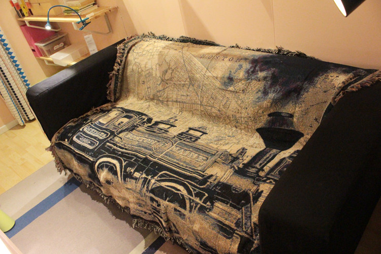 工业风美式复古火车创意挂毯咖啡店酒吧装饰画毯VINTAGE背景墙饰