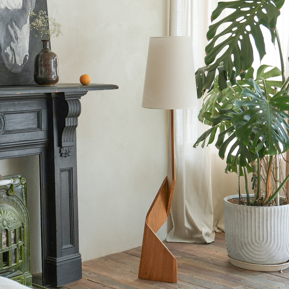 muna家具中古缅甸柚木落地灯氛围灯客厅沙发复古立式灯艺术氛围灯