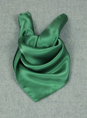 桑蚕丝缎面素绉缎纯素色草绿色小/中方巾围巾/真丝巾男女头包腕饰