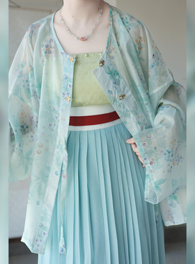 池秋记明制汉服天丝圆领衫对襟直袖开衫女装春夏日常通勤汉元素