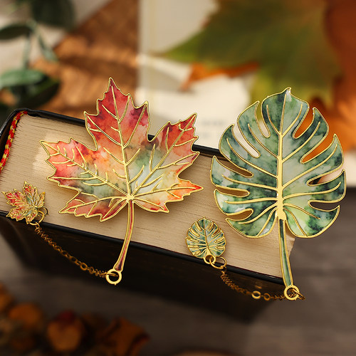 复古树叶金属书签学生书页夹礼物