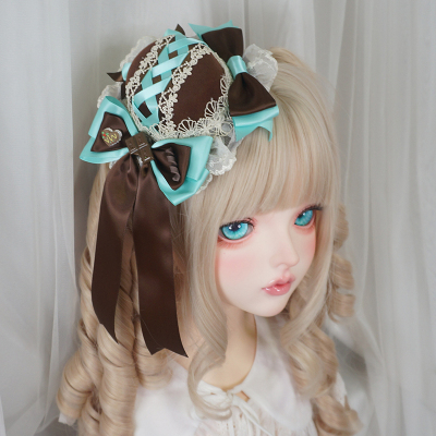 lolita薄荷色巧克力小礼帽头饰