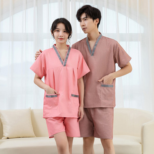 2022新款 按摩足疗服 贡缎男女情侣家居服浴服睡衣汗蒸服洗浴服韩版