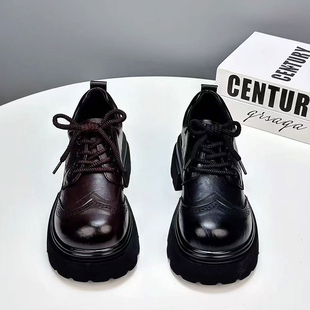 女2026春秋新款 增高乐福鞋 百搭鞋 厚底单鞋 女 子爆款 欧货复古小皮鞋