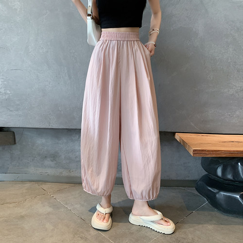 冰丝九分哈伦萝卜裤女夏薄灯笼裤