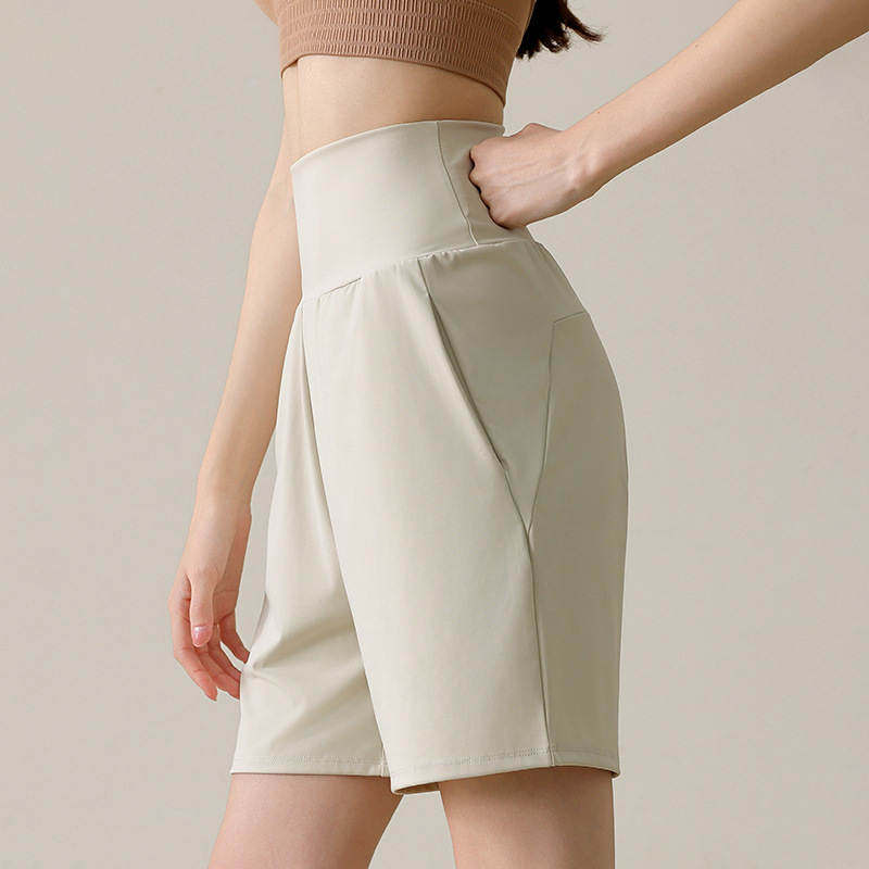 锦纶超高腰收腹五分裤女 宽松专业跑步健身瑜伽运动短裤骑行裤夏
