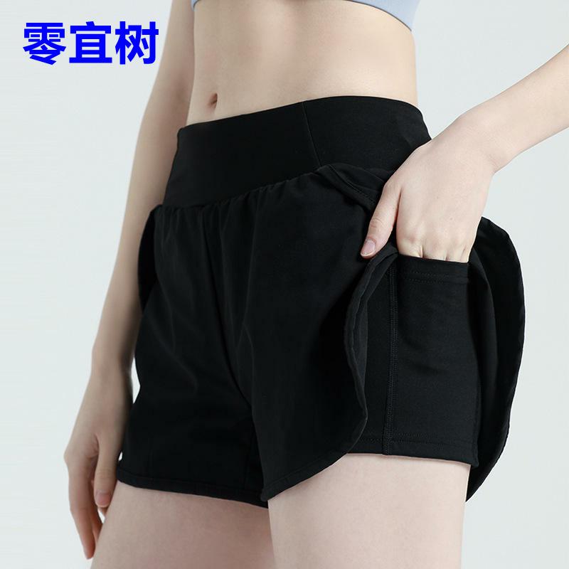 夏季运动短裤隐藏侧口袋防走光透气三分裤跑步速干运动裤瑜伽裤女